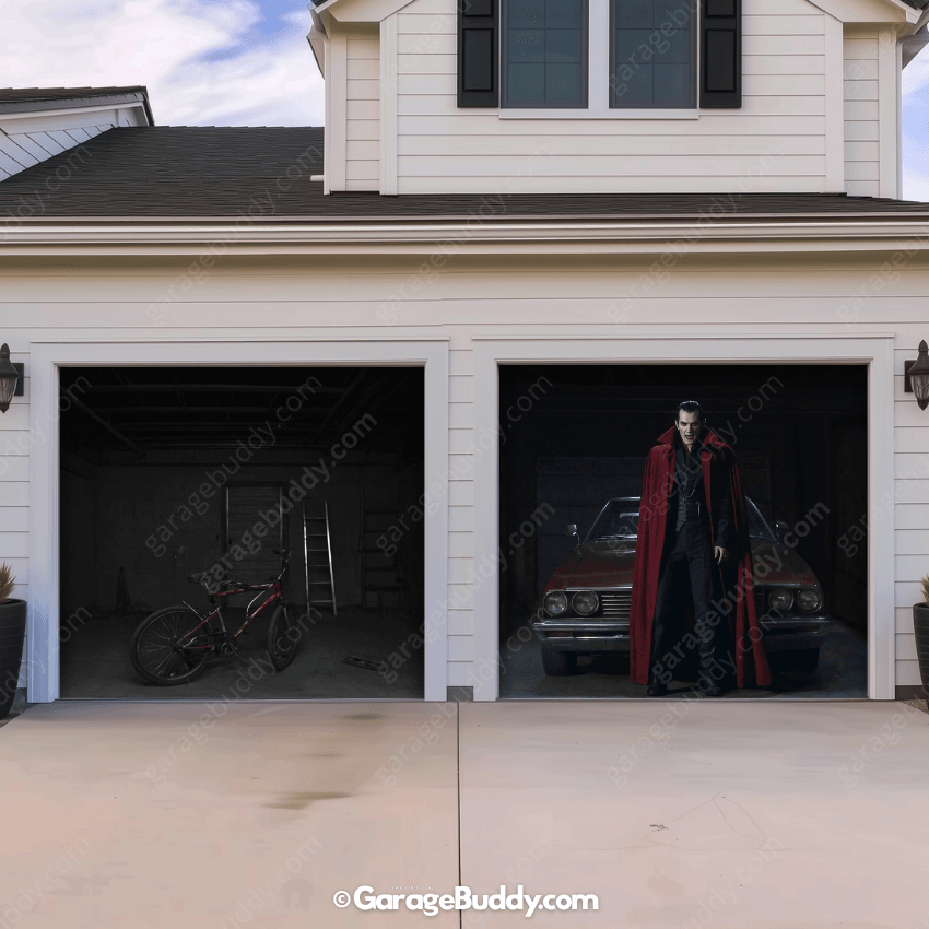 Bloodsucker Halloween double-door garage door cover