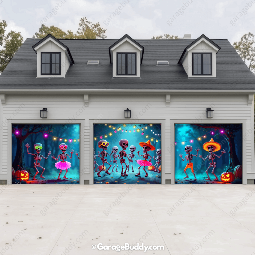 Boogie Bones Halloween Garage Door Cover