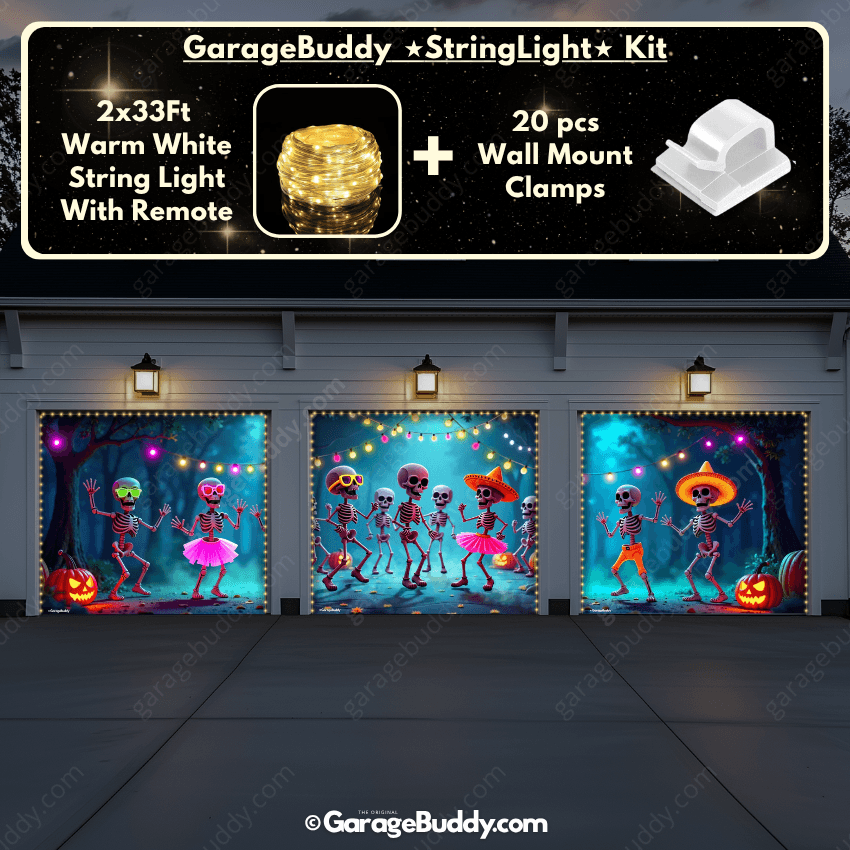 Boogie Bones Halloween Garage String Light Kit