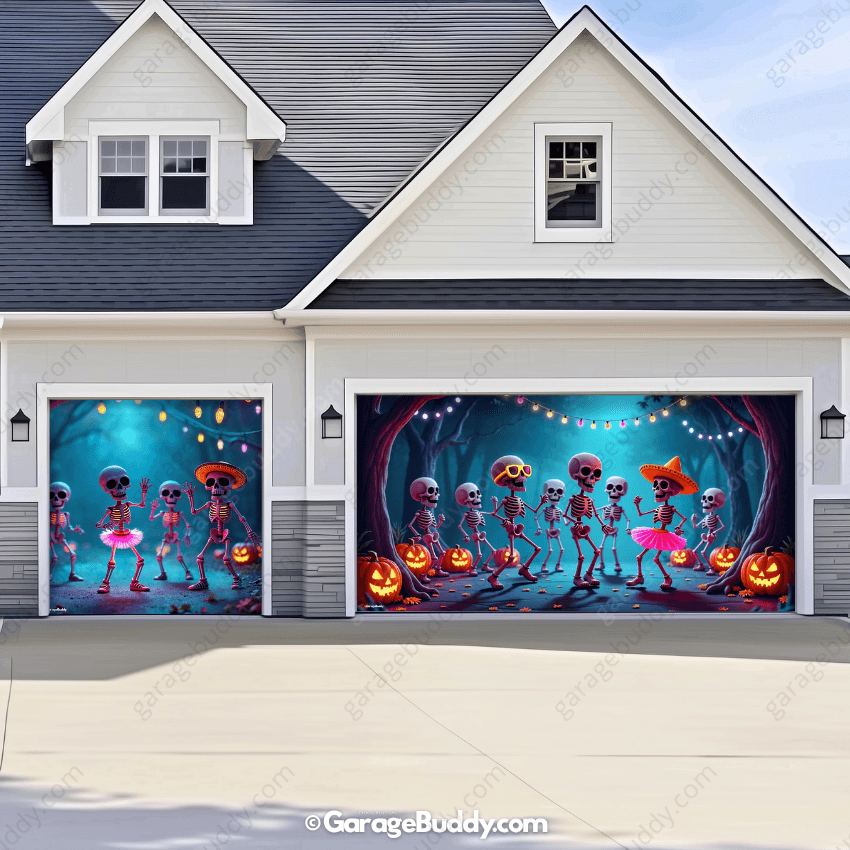Boogie Bones Halloween Garage Door Cover