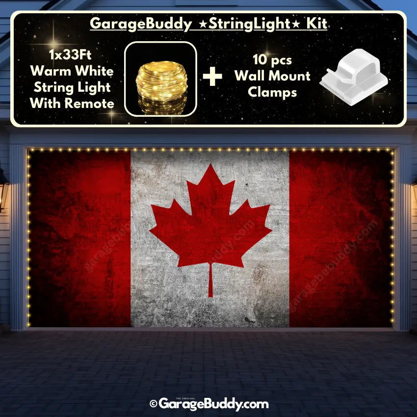 Canada Flag (Rustic) | Patriotic Garage Door Cover - GarageBuddy 
