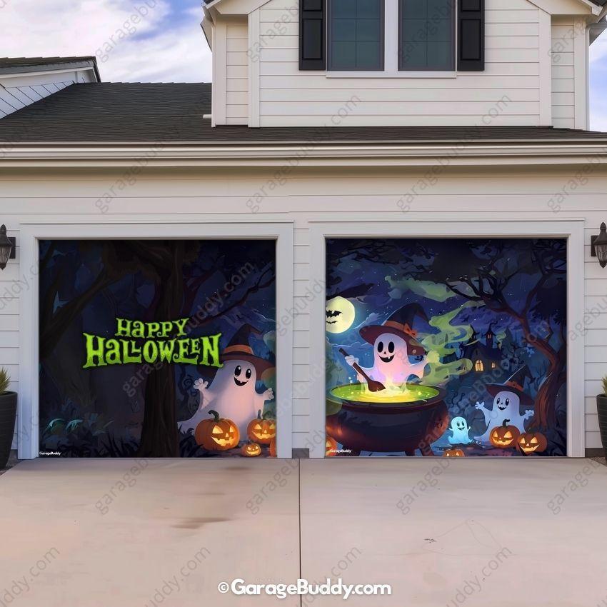 Cute Ghosts | Halloween Garage Door Cover