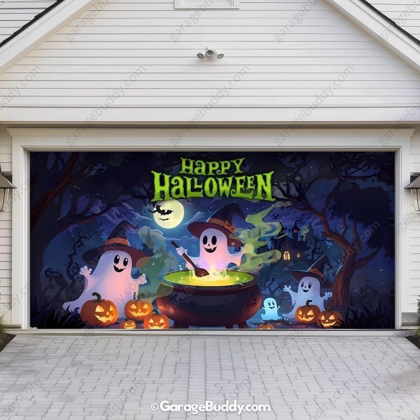 Cute Ghosts | Halloween Garage Door Cover