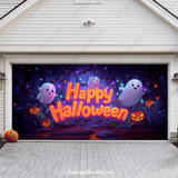 Cute Ghost Party Halloween Garage Door Cover