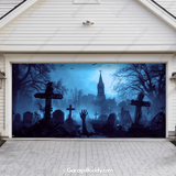 Grave Rising Halloween Garage door cover for double door 