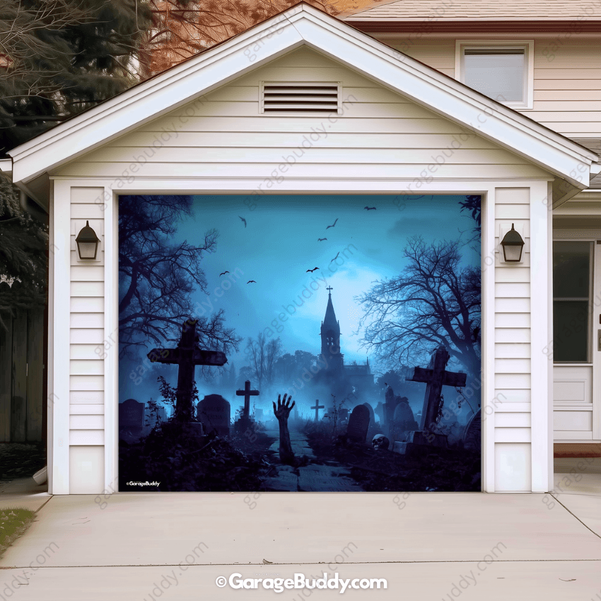 Grave Rising Halloween Garage door cover for single door