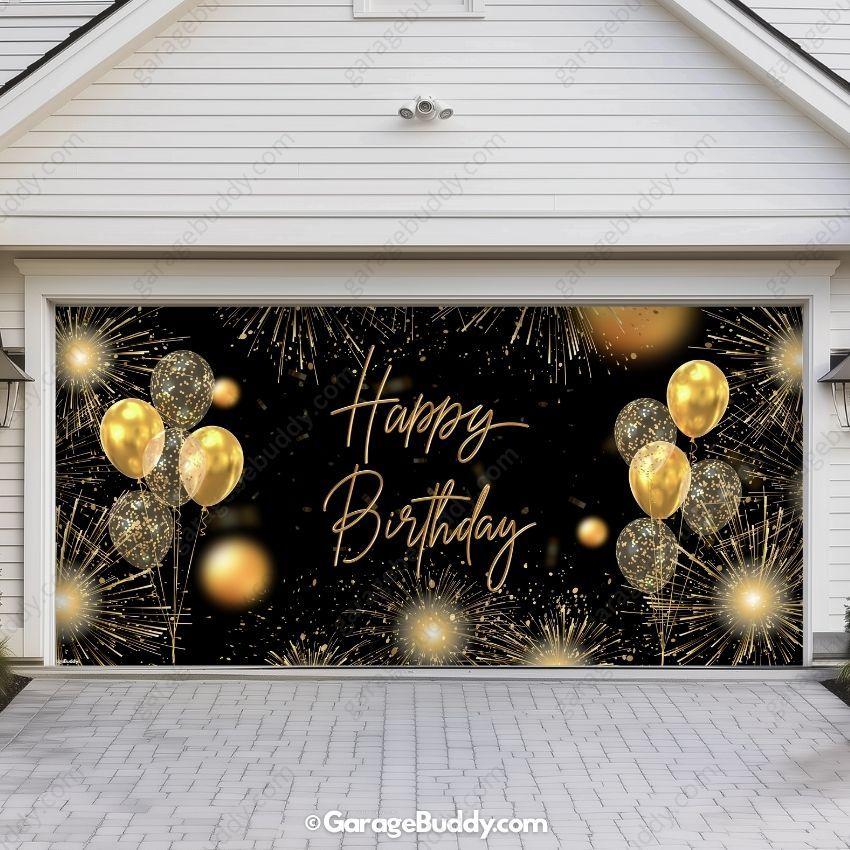 Happy Birthday Gold | GarageBuddy Garage Door Cover
