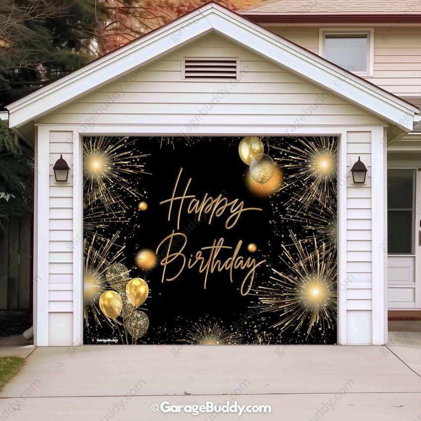 Happy Birthday Gold | GarageBuddy Garage Door Cover