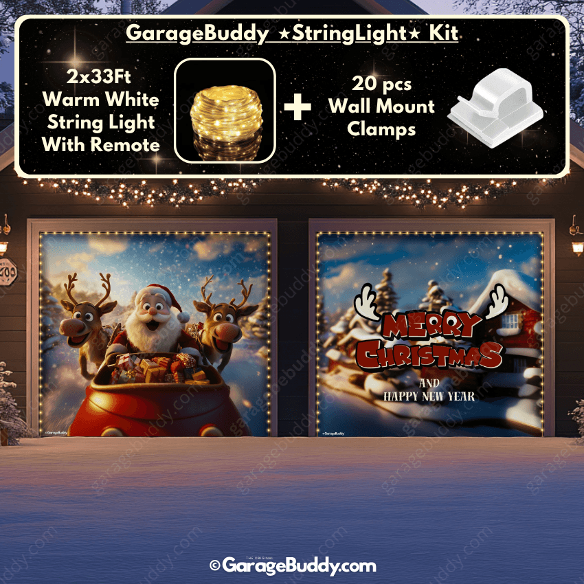 Santa & Reindeers | Christmas Garage Door Cover