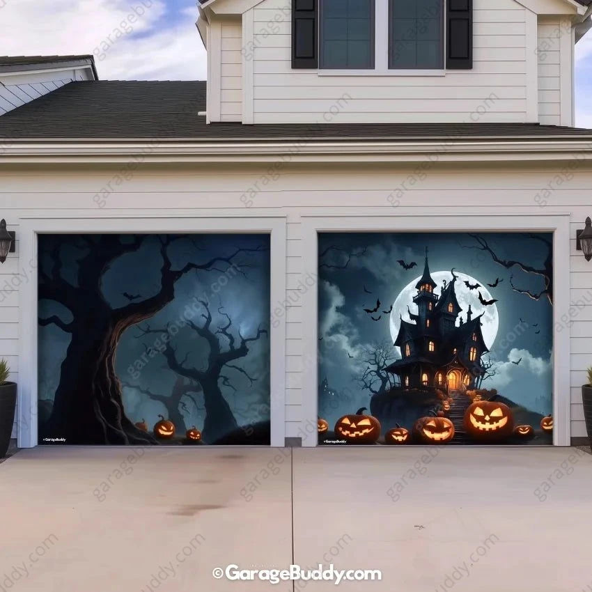 Haunted House | Halloween Garage Door Cover
