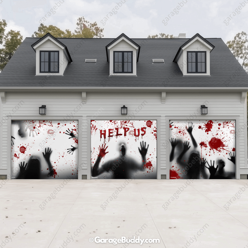 Help Us! | Halloween Garage Door Cover