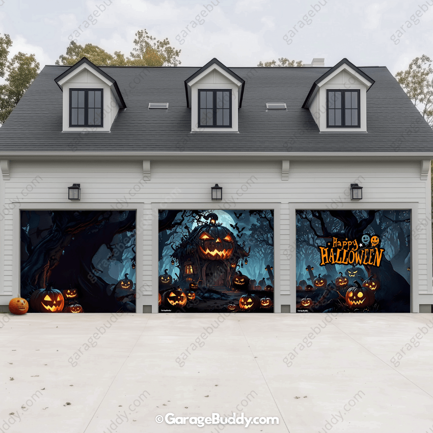 Pumpkin House Garage Door Cover