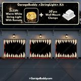 Monster teeth Halloween Garage Door Cover with Garage String Warm Light with remote and wall mount clamps
