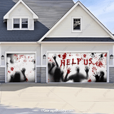 Help Us Halloween Garage Door Cover