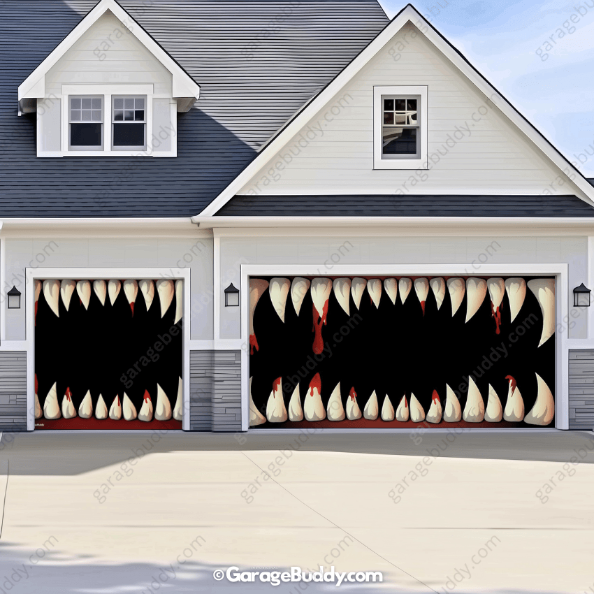 Monster teeth Halloween Garage Door Cover