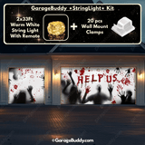 Help us Garage door cover with String Warm Light with remote and wall mount clamps