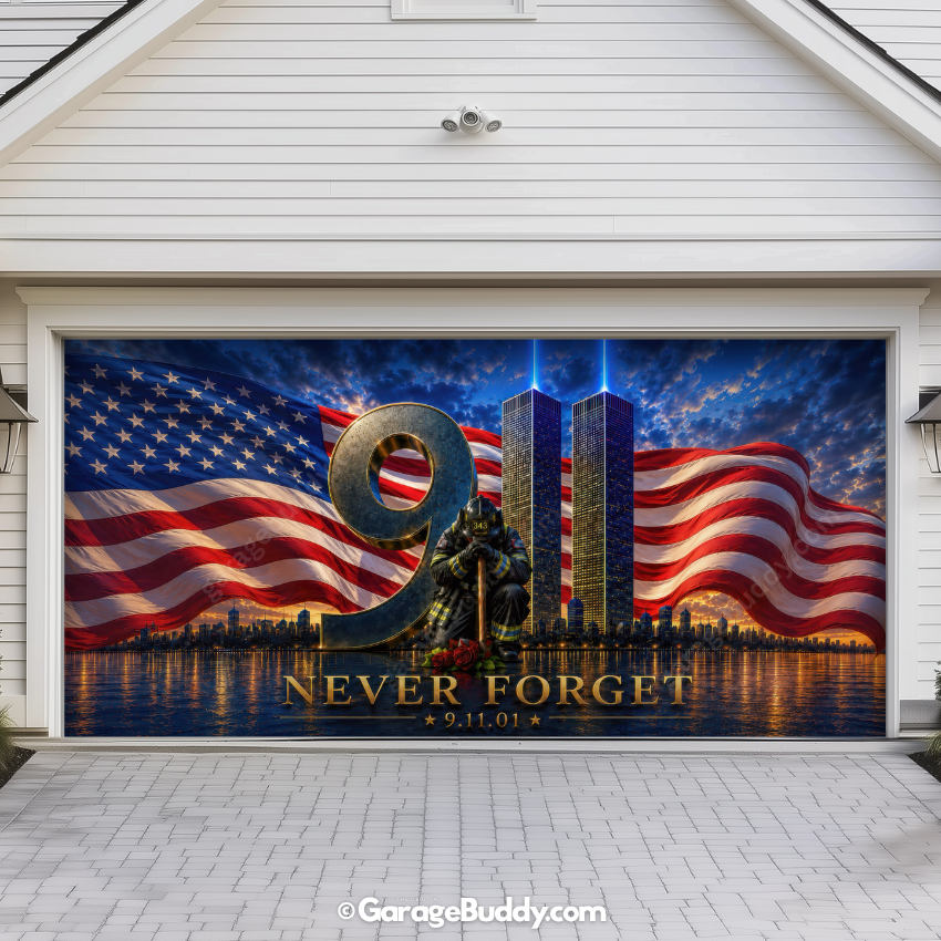 Never Forget | 9/11 Patriotic Garage Door Cover