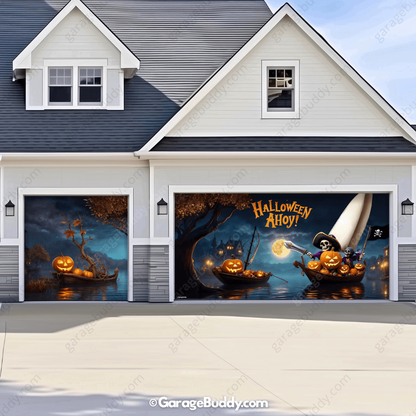 Pumpkin Pirates Halloween Garage Door Cover