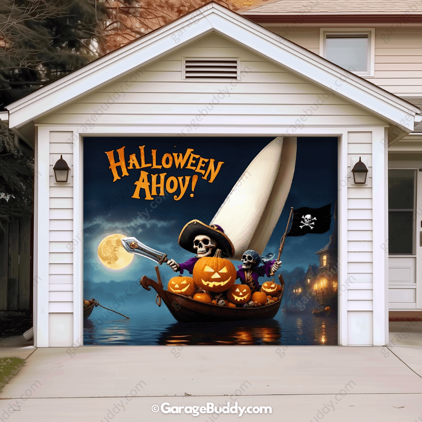Pumpkin Pirates Halloween Garage door cover 
