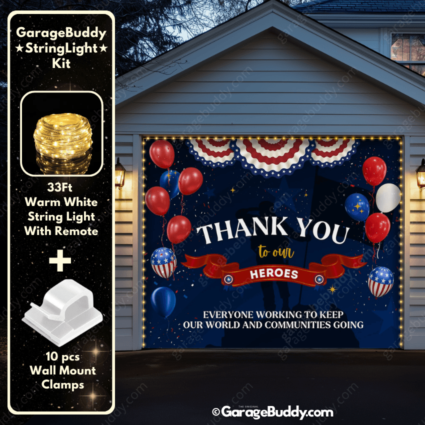 Thank You Heroes | Patriotic Garage Door Cover