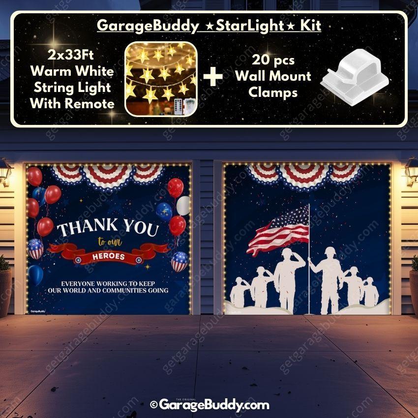 Thank You Heroes | Patriotic Garage Door Cover