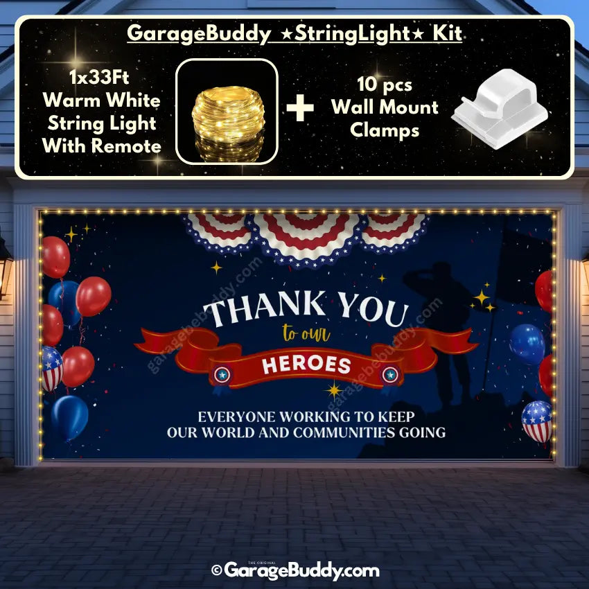 Thank You Heroes | Patriotic Garage Door Cover - GarageBuddy 