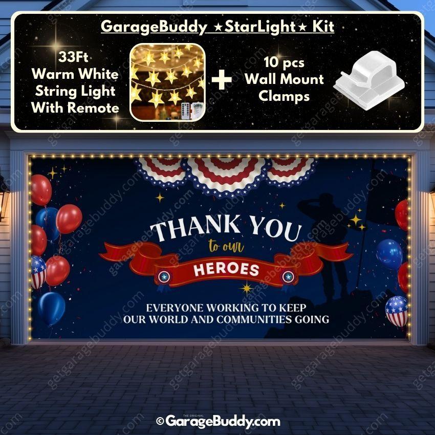 Thank You Heroes | Patriotic Garage Door Cover