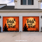 Trick or Treat Halloween Garage Door Cover for Two Doors