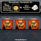 Trick or Treat Halloween Garage door cover with String Warm Light with remote and wall mount clamps 