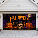 Wicked Halloween (Glow) | Skull & Pumpkin Halloween Garage Door Cover (Copy)