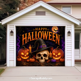 Wicked Halloween (Glow) | Skull & Pumpkin Halloween Garage Door Cover (Copy)