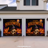 Wicked Halloween (Glow) | Skull & Pumpkin Halloween Garage Door Cover (Copy)