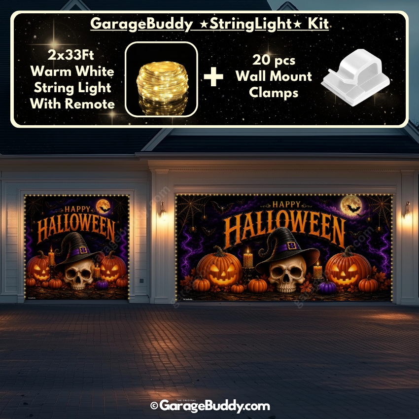 Wicked Halloween (Glow) | Skull & Pumpkin Halloween Garage Door Cover (Copy)