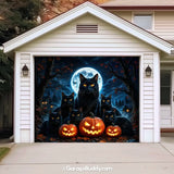 Witching Whiskers (Glow)| Black Cat Halloween Garage Door Cover