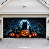 Witching Whiskers (Glow)| Black Cat Halloween Garage Door Cover