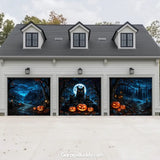 Witching Whiskers (Glow)| Black Cat Halloween Garage Door Cover