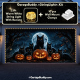 Witching Whiskers (Glow)| Black Cat Halloween Garage Door Cover