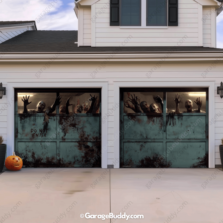Zombie breach Halloween Garage door cover 