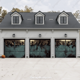 Zombie Breach Halloween Garage door cover