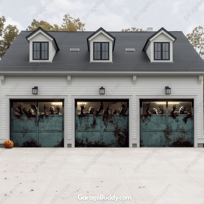 Zombie Breach Halloween Garage Door Cover