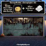 Zombie Breach Garage door cover with String Warm Light with remote and wall mount clamps 