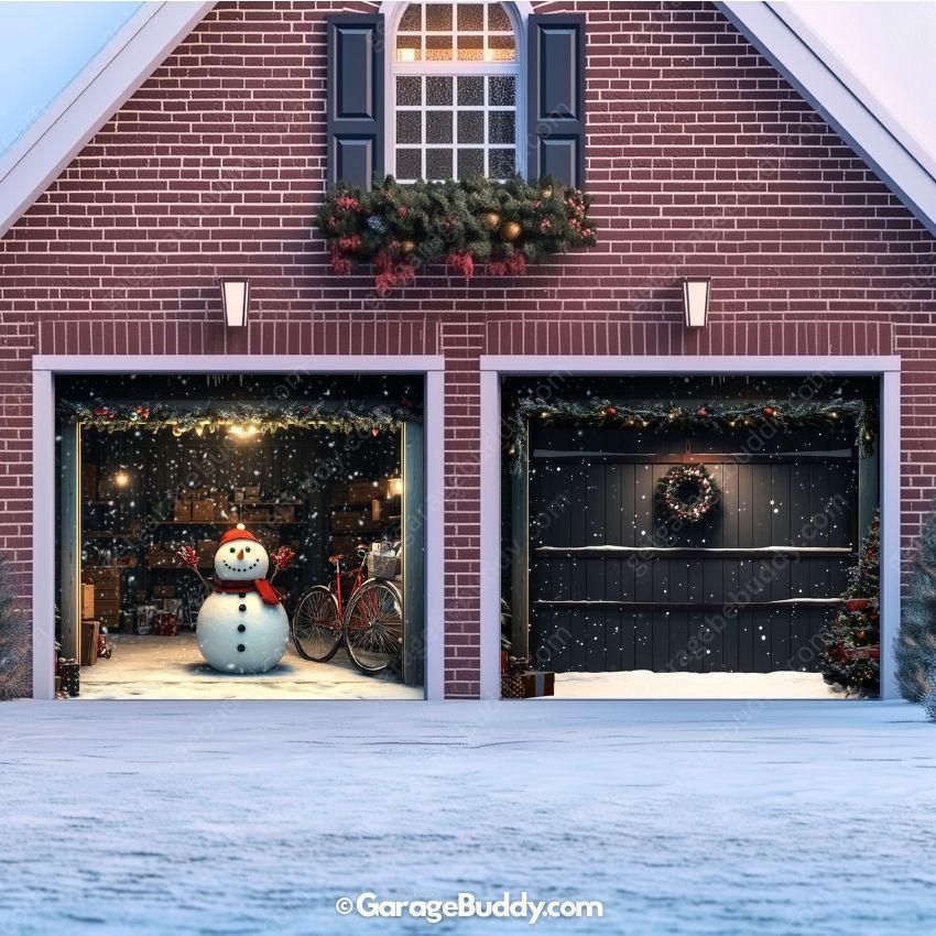 Snowy The Snowman | Christmas Garage Door Cover