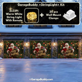 Black Santa Christmas Garage Door Cover with String Light Kit | GarageBuddy