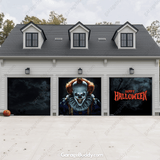 Creepy Clown Halloween Garage Door Cover