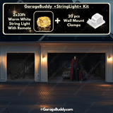 Cute Bloodsucker Garage door cover with String Warm Light with remote and wall mount clamps
