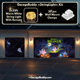 Cute Ghost Garage door cover with String Warm Light with remote and wall mount clamps