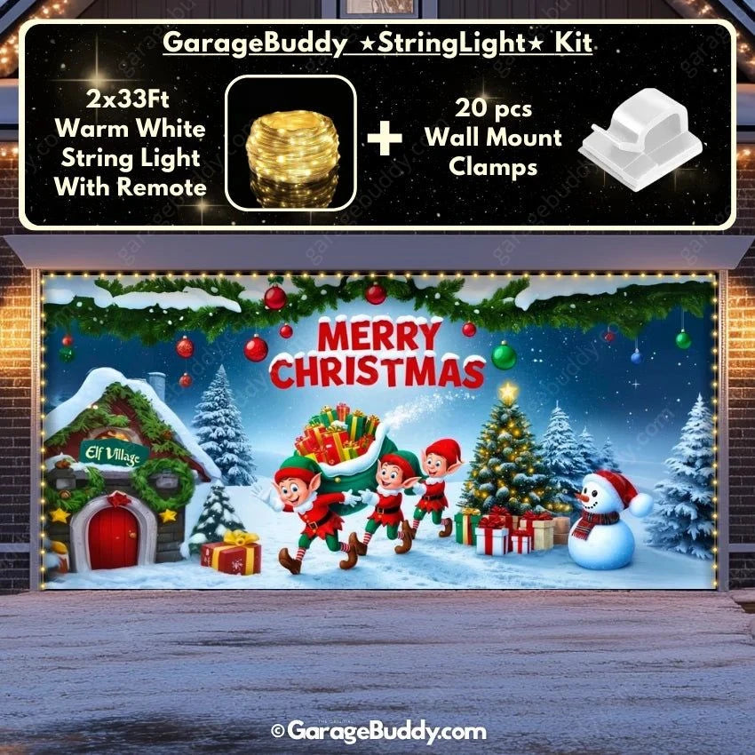Elf Village | Christmas Garage Door Cover