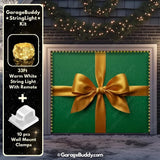 Gift Wrap Green Christmas Garage Door Cover with String Light Kit - GarageBuddy