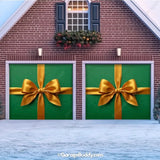 Gift Wrap Green Christmas Garage Door Cover - GarageBuddy