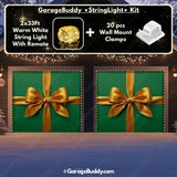 Gift Wrap Green Christmas Garage Door Cover with String Light Kit - GarageBuddy
